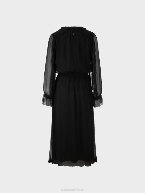 rochie jucăușă din șifon șifonat Marc Cain negru îmbrăcăminte 4826HH6