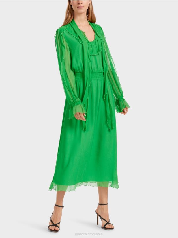rochie jucăușă din șifon șifonat Marc Cain verde măr închis îmbrăcăminte 4826HH9