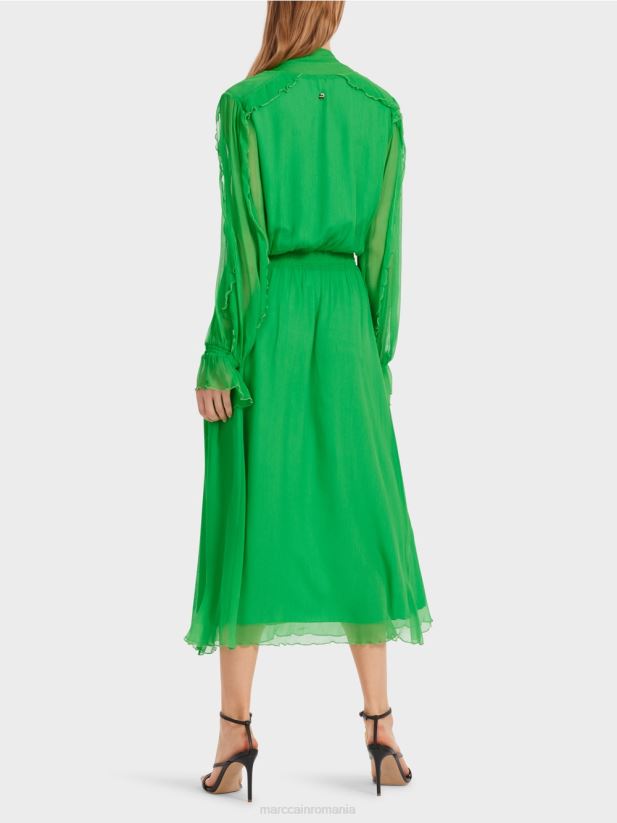 rochie jucăușă din șifon șifonat Marc Cain verde măr închis îmbrăcăminte 4826HH9