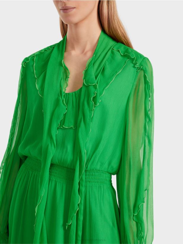 rochie jucăușă din șifon șifonat Marc Cain verde măr închis îmbrăcăminte 4826HH9