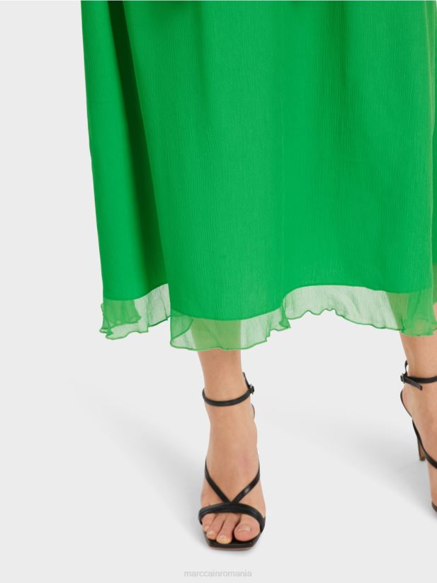 rochie jucăușă din șifon șifonat Marc Cain verde măr închis îmbrăcăminte 4826HH9