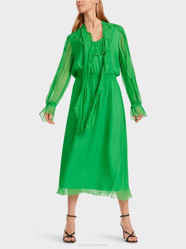 rochie jucăușă din șifon șifonat Marc Cain verde măr închis îmbrăcăminte 4826HH9