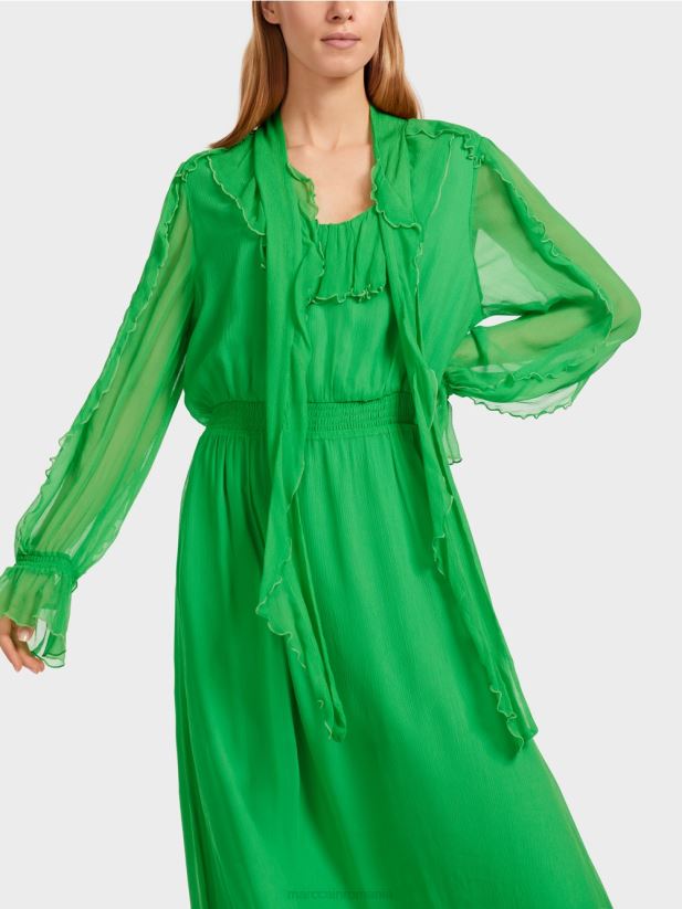 rochie jucăușă din șifon șifonat Marc Cain verde măr închis îmbrăcăminte 4826HH9