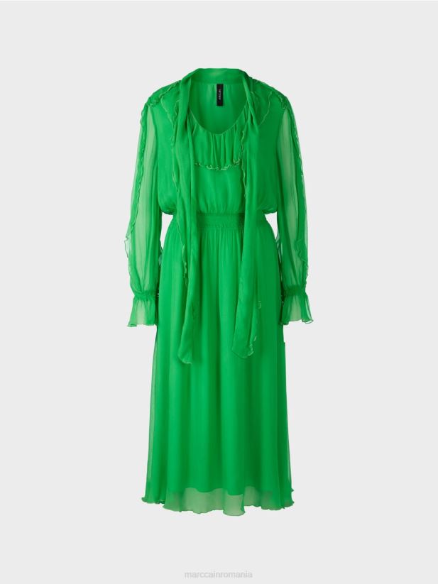 rochie jucăușă din șifon șifonat Marc Cain verde măr închis îmbrăcăminte 4826HH9