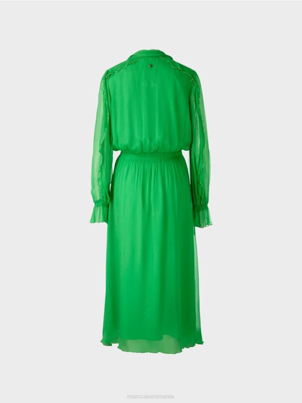 rochie jucăușă din șifon șifonat Marc Cain verde măr închis îmbrăcăminte 4826HH9