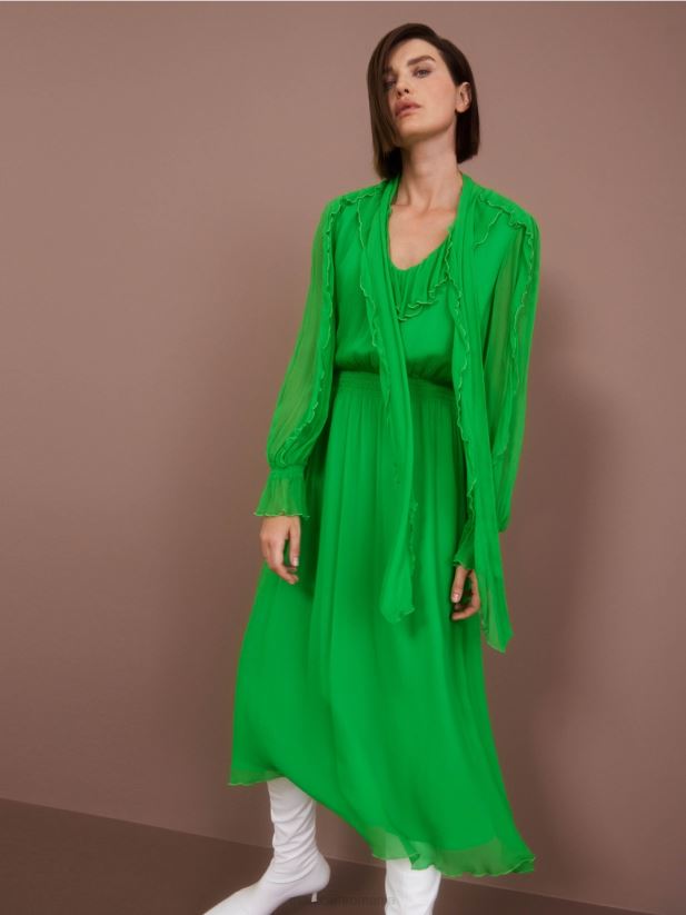 rochie jucăușă din șifon șifonat Marc Cain verde măr închis îmbrăcăminte 4826HH9