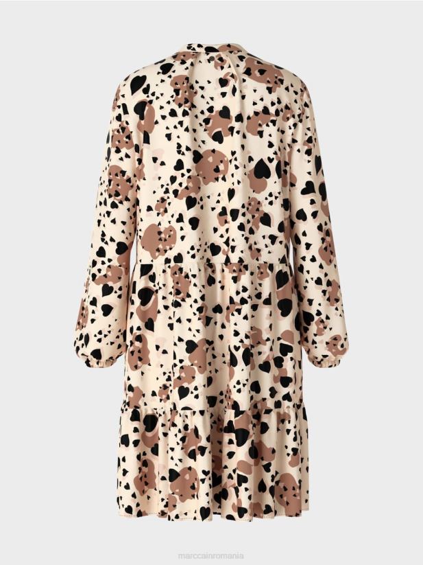 rochie leopard cu volanuri etajate Marc Cain cremă îmbrăcăminte 4826HH125