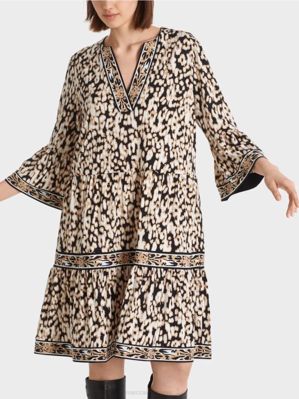 rochie leopard în jerseu Marc Cain negru îmbrăcăminte 4826HH47