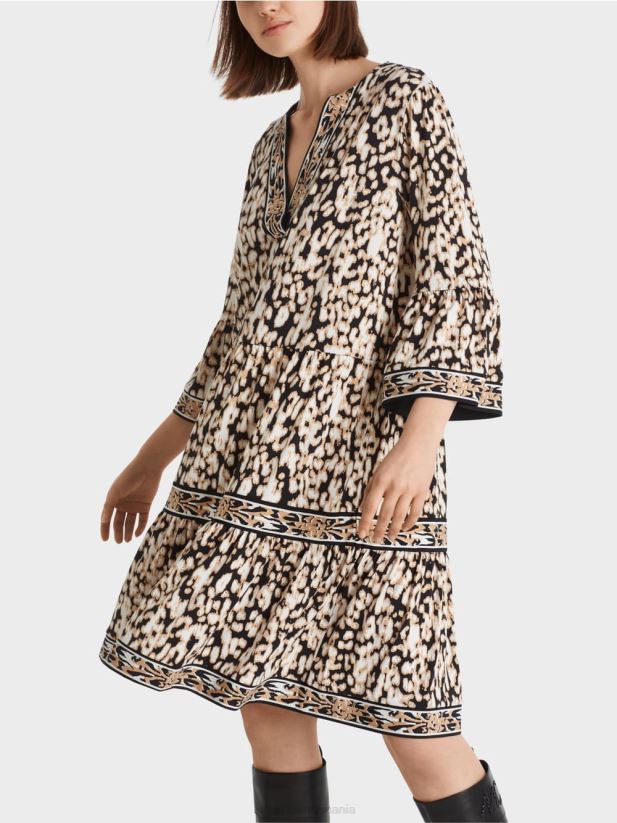 rochie leopard în jerseu Marc Cain negru îmbrăcăminte 4826HH47