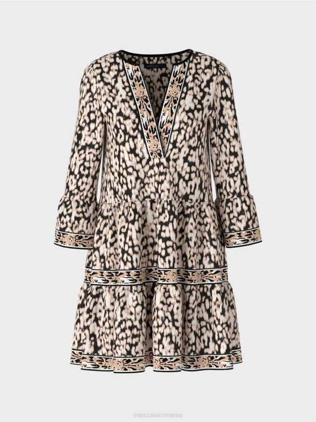 rochie leopard în jerseu Marc Cain negru îmbrăcăminte 4826HH47