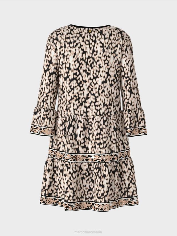 rochie leopard în jerseu Marc Cain negru îmbrăcăminte 4826HH47