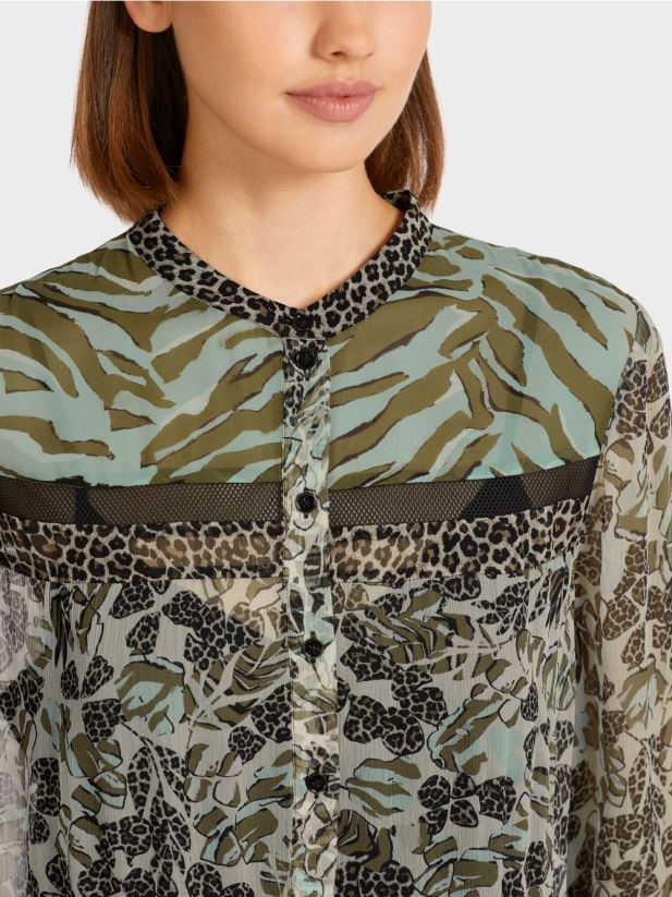 rochie lungă cu etaje cu amestec de modele Marc Cain luminator moale îmbrăcăminte 4826HH114