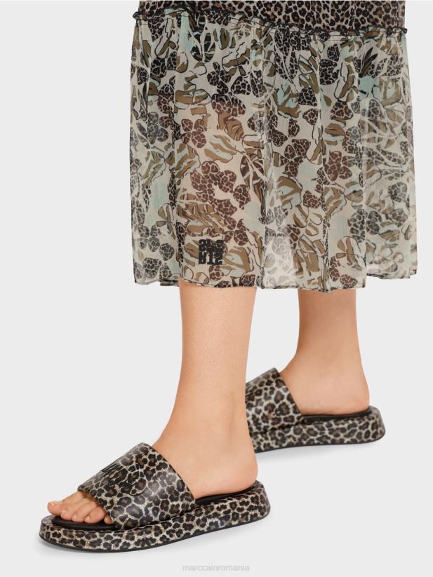 rochie lungă cu etaje cu amestec de modele Marc Cain luminator moale îmbrăcăminte 4826HH114