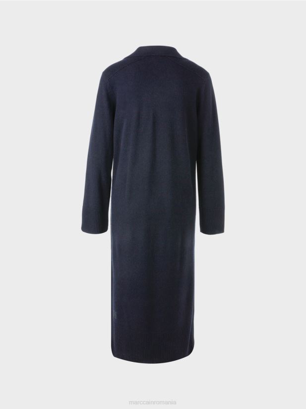 rochie lungă tricotată „rethink together”. Marc Cain albastru miezul nopții îmbrăcăminte 4826HH5