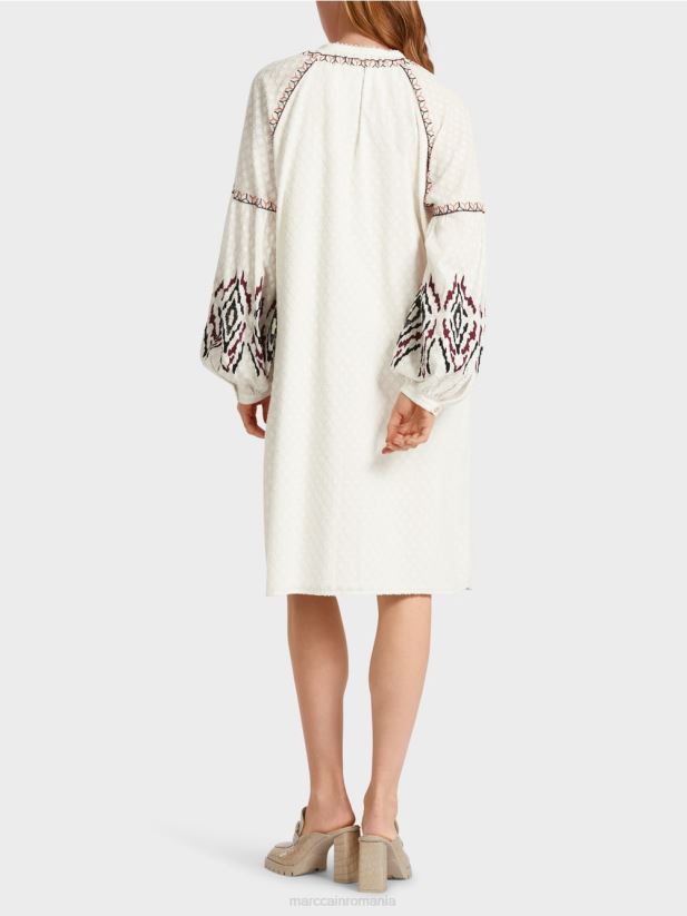 rochie lunga brodata Marc Cain aproape alb îmbrăcăminte 4826HH58