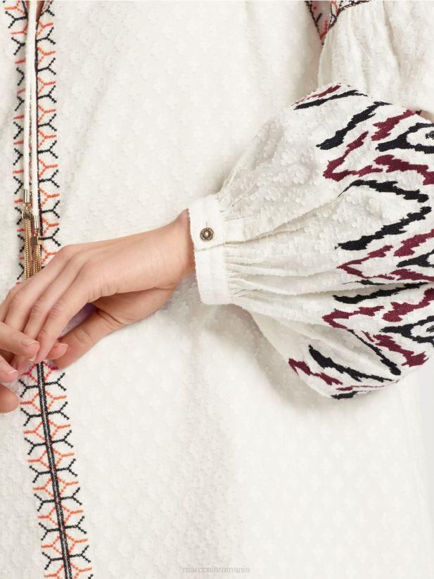 rochie lunga brodata Marc Cain aproape alb îmbrăcăminte 4826HH58