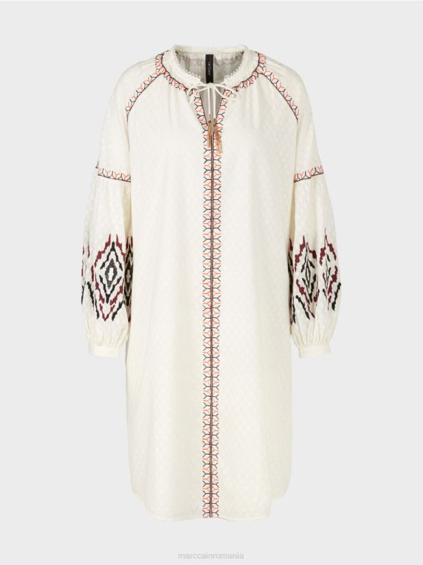 rochie lunga brodata Marc Cain aproape alb îmbrăcăminte 4826HH58