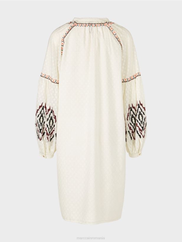 rochie lunga brodata Marc Cain aproape alb îmbrăcăminte 4826HH58