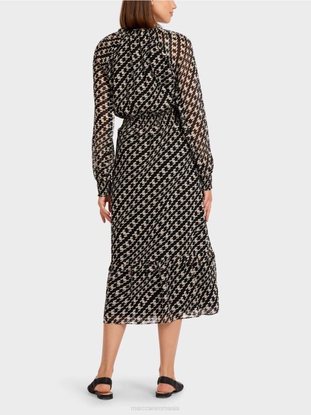 rochie lunga cu design geometric Marc Cain negru îmbrăcăminte 4826HH127