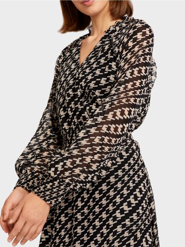 rochie lunga cu design geometric Marc Cain negru îmbrăcăminte 4826HH127