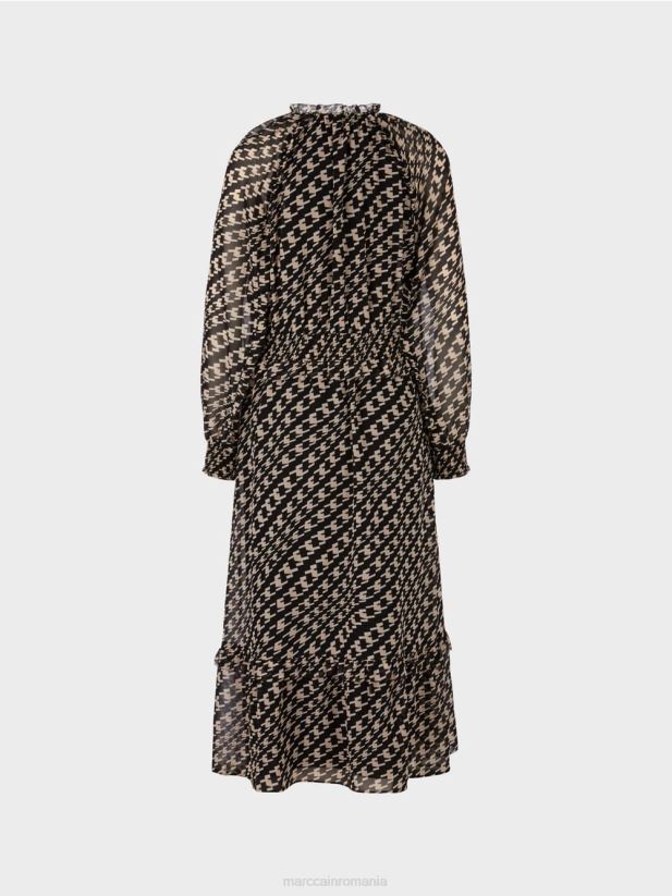 rochie lunga cu design geometric Marc Cain negru îmbrăcăminte 4826HH127