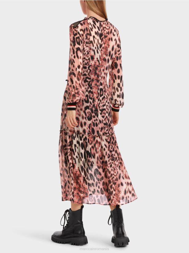 rochie lunga cu imprimeu de blana animala Marc Cain campari îmbrăcăminte 4826HH14