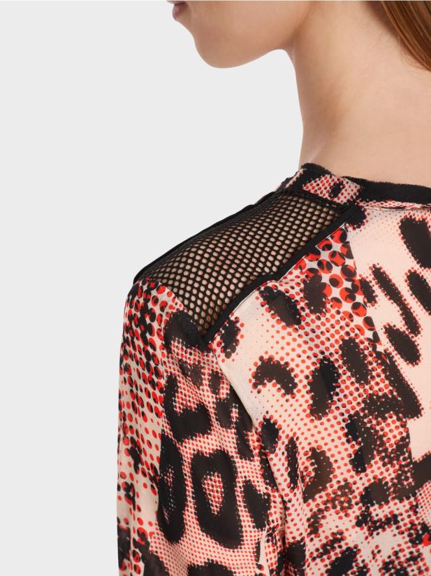 rochie lunga cu imprimeu de blana animala Marc Cain campari îmbrăcăminte 4826HH14