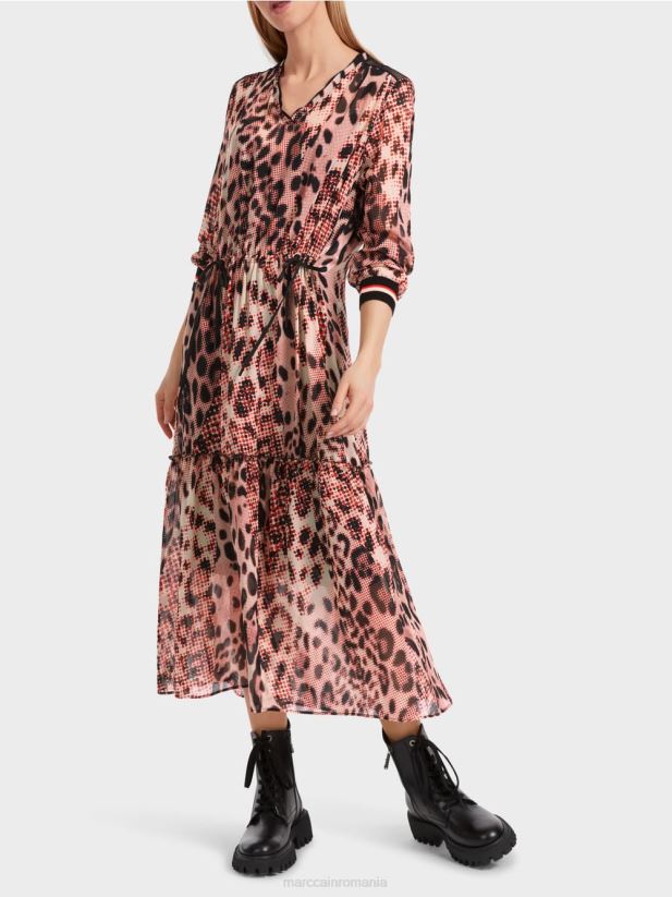 rochie lunga cu imprimeu de blana animala Marc Cain campari îmbrăcăminte 4826HH14