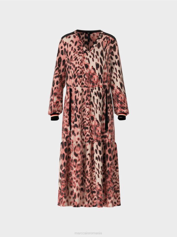 rochie lunga cu imprimeu de blana animala Marc Cain campari îmbrăcăminte 4826HH14