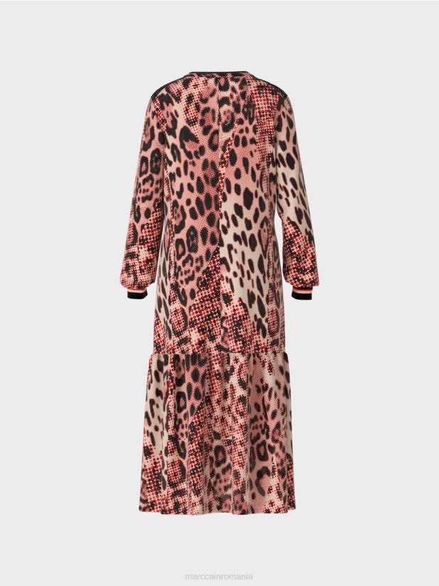 rochie lunga cu imprimeu de blana animala Marc Cain campari îmbrăcăminte 4826HH14