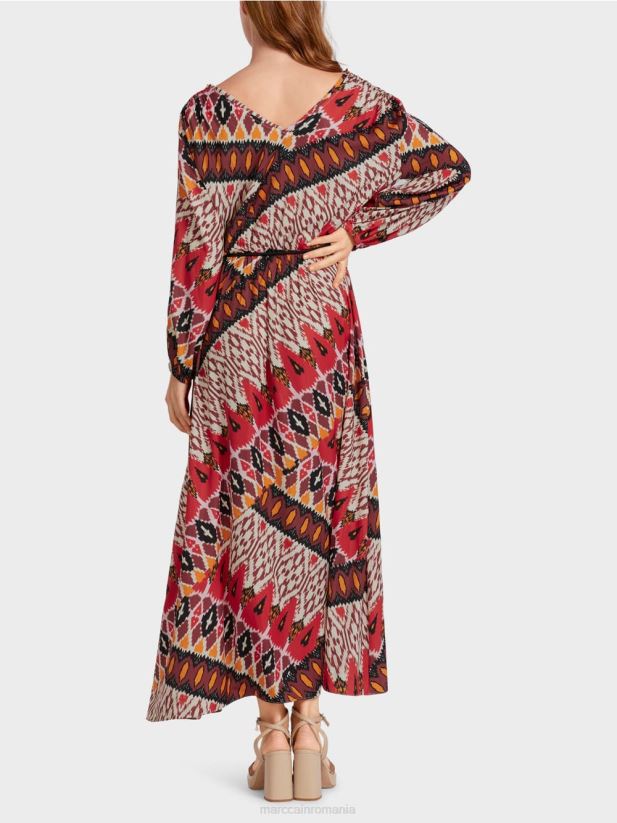 rochie lunga cu imprimeu peste tot Marc Cain rosu intens îmbrăcăminte 4826HH64