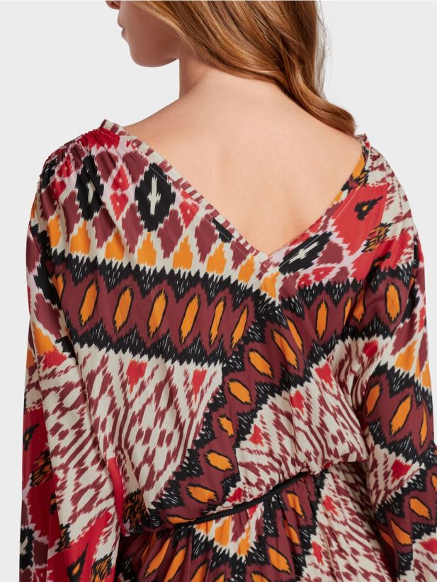 rochie lunga cu imprimeu peste tot Marc Cain rosu intens îmbrăcăminte 4826HH64