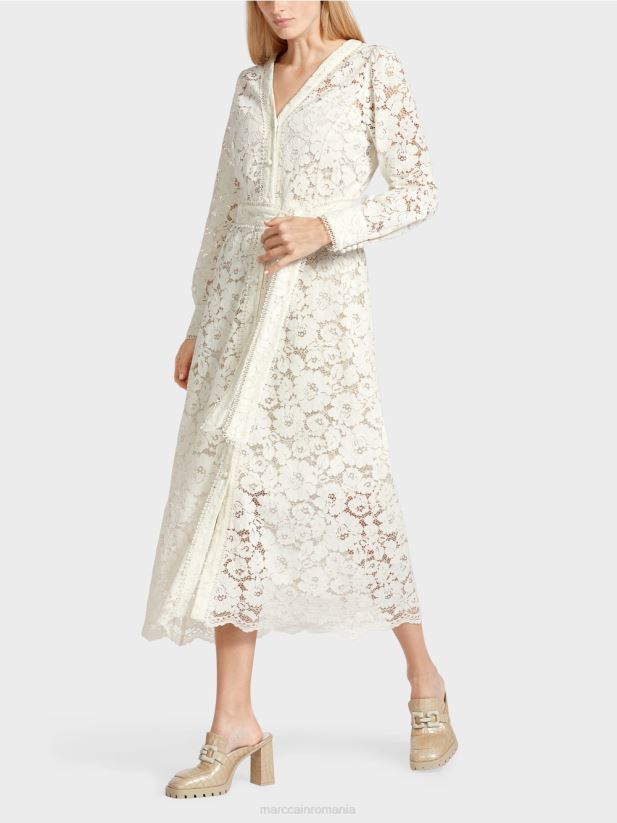 rochie lunga din dantela Marc Cain aproape alb îmbrăcăminte 4826HH78