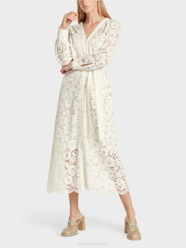 rochie lunga din dantela Marc Cain aproape alb îmbrăcăminte 4826HH78