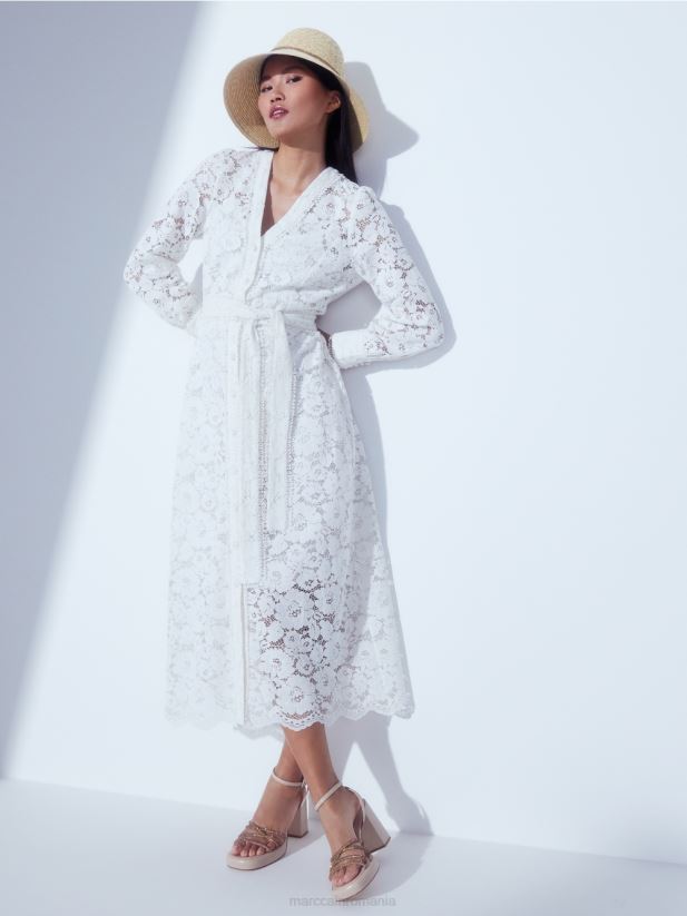 rochie lunga din dantela Marc Cain aproape alb îmbrăcăminte 4826HH78