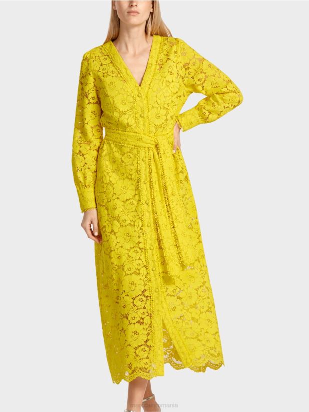 rochie lunga din dantela Marc Cain verde lamaie îmbrăcăminte 4826HH83