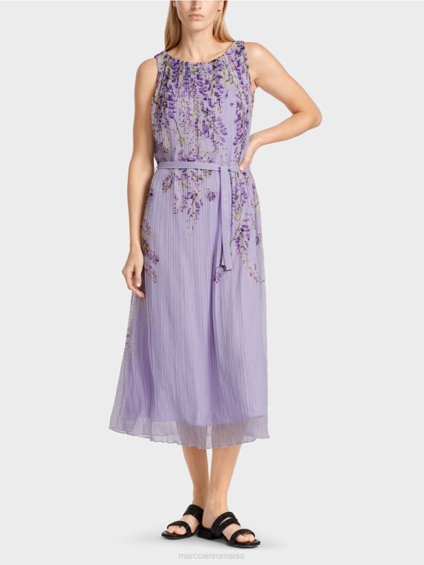 rochie maxi plisata Marc Cain liliac strălucitor îmbrăcăminte 4826HH82