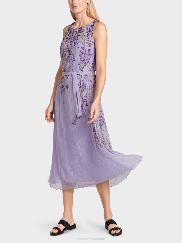 rochie maxi plisata Marc Cain liliac strălucitor îmbrăcăminte 4826HH82
