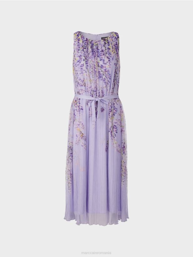 rochie maxi plisata Marc Cain liliac strălucitor îmbrăcăminte 4826HH82