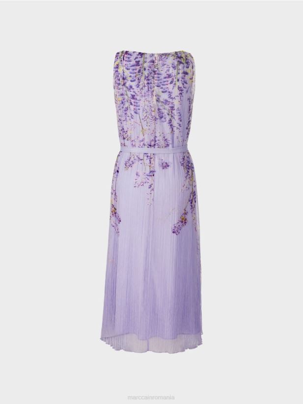 rochie maxi plisata Marc Cain liliac strălucitor îmbrăcăminte 4826HH82