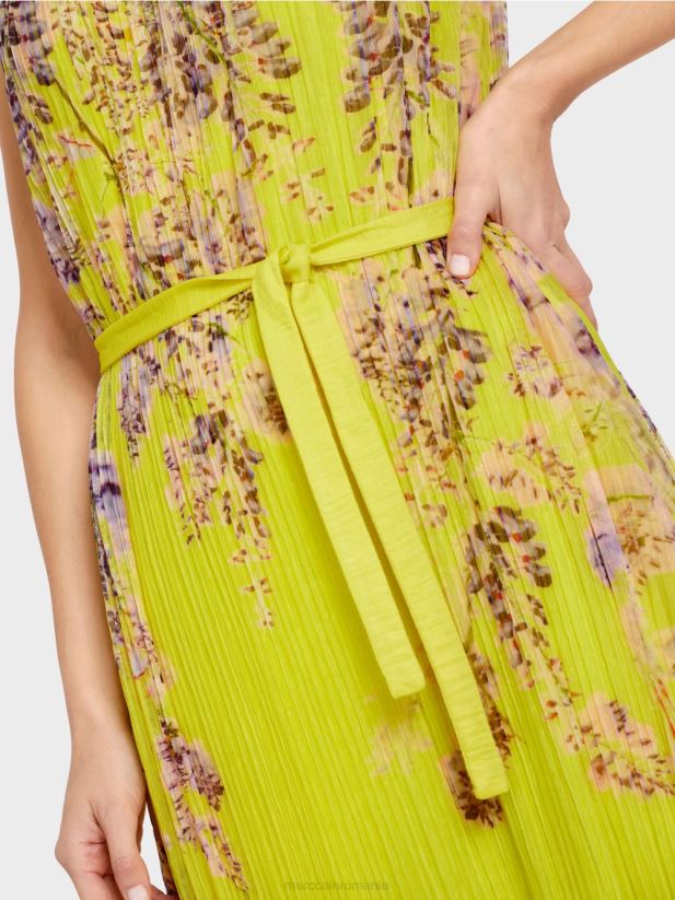 rochie maxi plisata Marc Cain verde lamaie îmbrăcăminte 4826HH74