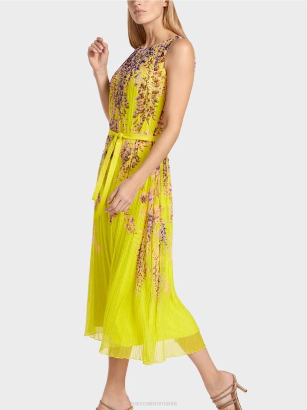 rochie maxi plisata Marc Cain verde lamaie îmbrăcăminte 4826HH74