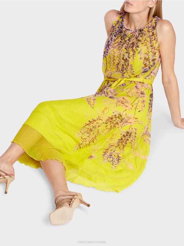 rochie maxi plisata Marc Cain verde lamaie îmbrăcăminte 4826HH74