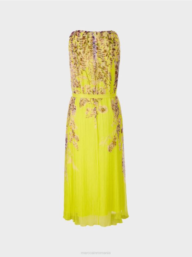rochie maxi plisata Marc Cain verde lamaie îmbrăcăminte 4826HH74