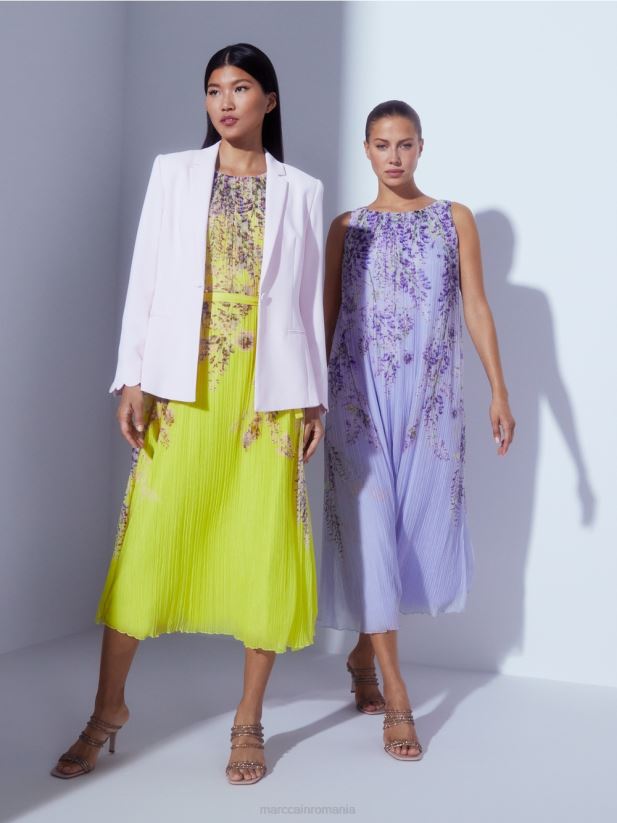 rochie maxi plisata Marc Cain verde lamaie îmbrăcăminte 4826HH74