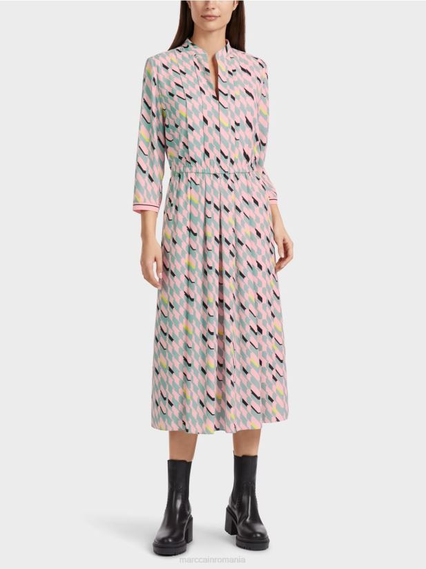 rochie midi cu detalii plisate Marc Cain albastru închis la cer îmbrăcăminte 4826HH35