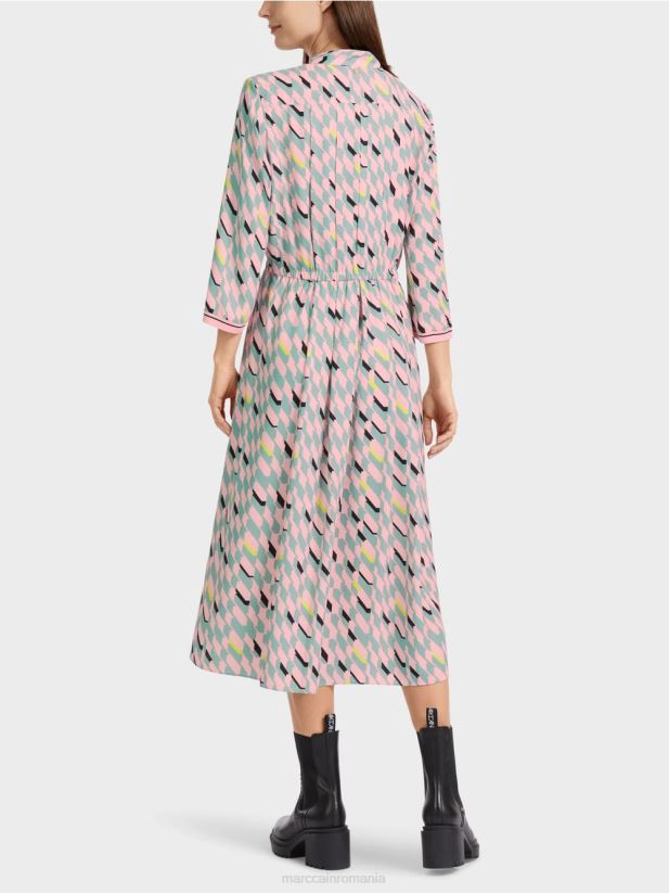 rochie midi cu detalii plisate Marc Cain albastru închis la cer îmbrăcăminte 4826HH35