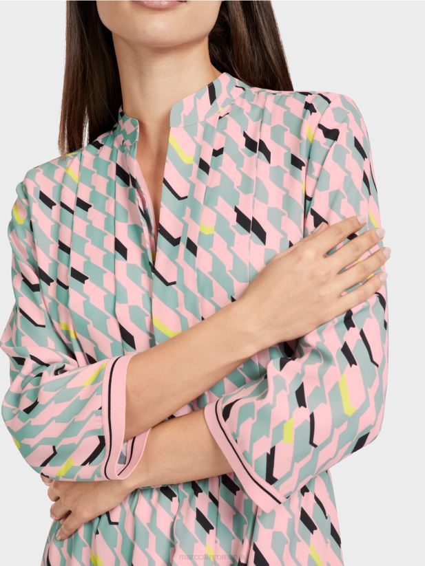 rochie midi cu detalii plisate Marc Cain albastru închis la cer îmbrăcăminte 4826HH35