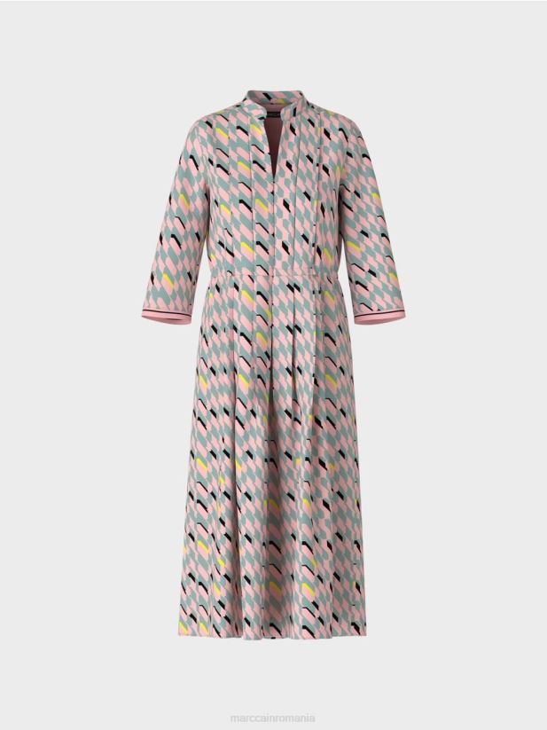 rochie midi cu detalii plisate Marc Cain albastru închis la cer îmbrăcăminte 4826HH35