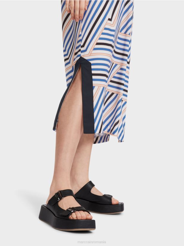 rochie midi cu dungi asimetrice Marc Cain azur îmbrăcăminte 4826HH52